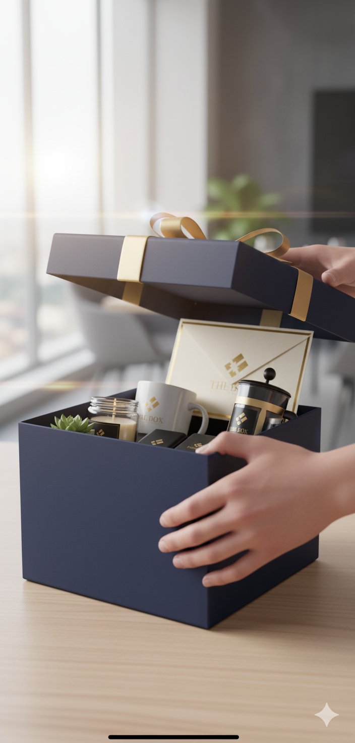 Corporate gift box for client appreciation — branded set by The Box Concept